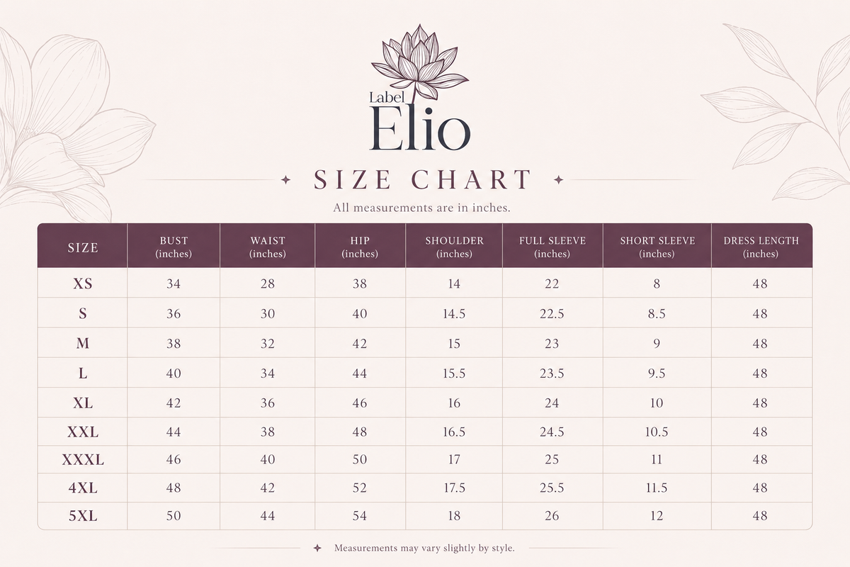 Juno Graphic Dress size chart